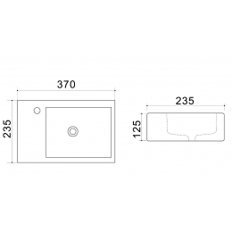 Раковина Azario 370х235х125 правая, подвесная, прямоугольная, белый