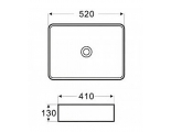 Раковина Azario 520х410х130, накладная на столешницу, прямоугольная, белый