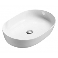 Раковина Azario 600х415х135, накладная на столешницу, овальная, белый глянец