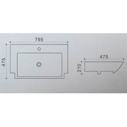 Раковина Azario 795х475х210 подвесная, белый