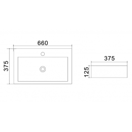 Раковина Azario 660х375х125 левая, подвесная, прямоугольная, белый