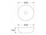 Раковина WAVE Round 405х405х140, накладная на столешницу, круглая, белая