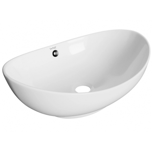 Раковина WAVE Star 590х390х195, накладная на столешницу, овальная, с переливом, белая купить в интернет магазине Санрай73