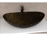 Раковина Марко Ореол 59, 578х380х160, накладная на столешницу, овальная, золотой вулкан