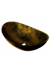 Раковина Марко Ореол 59, 578х380х160, накладная на столешницу, овальная, золотой вулкан