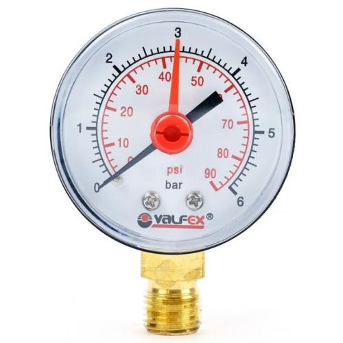 Манометр радиальный нижнее подключение Valfex 50мм, 6bar, 1/4", с контрольной стрелкой купить в интернет магазине Санрай73