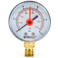 Манометр радиальный нижнее подключение Valfex 50мм, 10bar, 1/4", с контрольной стрелкой
