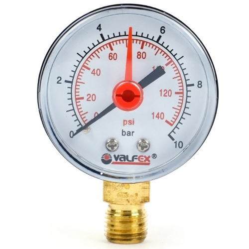 Манометр радиальный нижнее подключение Valfex 50мм, 10bar, 1/4", с контрольной стрелкой купить в интернет магазине Санрай73