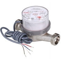 Счётчик воды Dy15мм Valtec VLF-15U-I L80мм, 1,5м3/ч, с импульсным выходом, без сгонов ХВС, ГВС