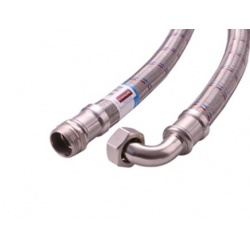 Гибкая подводка для воды угловая 1"вр х 1"нр, 0,8 м, Аквалюкс Гигант сталь нержавеющая