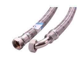 Гибкая подводка для воды угловая 1"вр х 1"вр, 0,6 м, Аквалюкс Гигант сталь нержавеющая