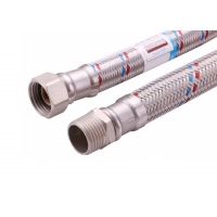 Гибкая подводка для воды прямая 3/4"вр х 3/4"нр, 1,5 м, Аквалюкс Гигант сталь нержавеющая