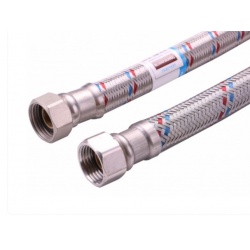 Гибкая подводка для воды прямая 1"вр х 1"вр, 1,0 м, Аквалюкс Гигант сталь нержавеющая