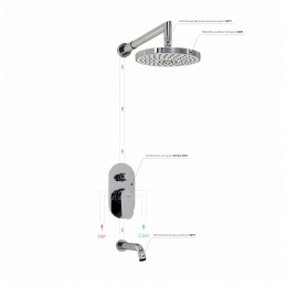 Встраиваемый комплект для ванны с изливом и верхней душевой насадкой WasserKraft A13029