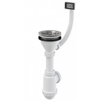 Сифон для мойки 3 1/2" × 40/50 мм, бутылочный, перелив прямоугольный, Alcadrain A447-DN50/40