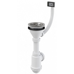 Сифон для мойки 3 1/2" × 40/50 мм, бутылочный, перелив прямоугольный, Alcadrain A447-DN50/40