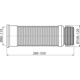 Гофра для унитаза 80/110 × 90/110, длина 280-550мм Alcadrain A97