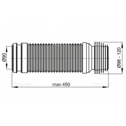 Гофра для унитаза 90 × 100/120, длина 230-450мм Alcadrain M9006
