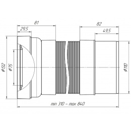 Гофра для унитаза 75/132 × 110, длина 310-840мм Ани пласт К721R