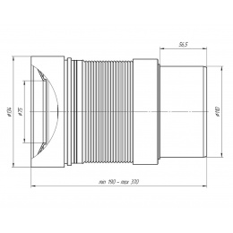 Гофра для унитаза 75/134 × 110, длина 190-370мм Ани пласт K821R