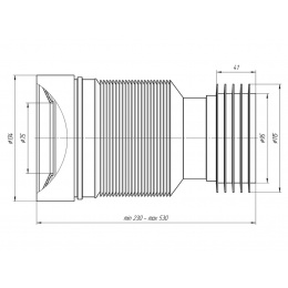 Гофра для унитаза 75/134 × 95/115, длина 230-530мм Ани пласт К828