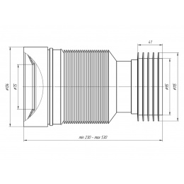 Гофра для унитаза 75/134 × 95/115, длина 230-530мм Ани пласт K828R