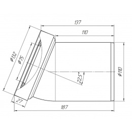 Труба фановая для унитаза 75/132 × 110, длина 187мм Ани пласт W2220 угол 22,5°
