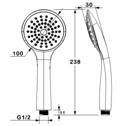 Лейка душевая ViEiR VR1031, 1 режим, 100 мм
