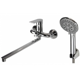 Смеситель для ванны и умывальника VODA Surface SF31, однорычажный, длинный излив, с аксессуарами