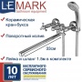 Смеситель для ванны Lemark Contour LM7451C, двухвентильный, длинный излив, с ручной лейкой