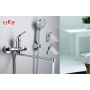 Смеситель для ванны VIEIR V033541, однорычажный, длинный излив, ручной душ