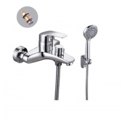 Смеситель для ванны VIEIR V204031, однорычажный, короткий излив, ручной душ