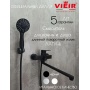 Смеситель для ванны VIEIR V283541C, однорычажный, длинный излив, ручной душ, черный