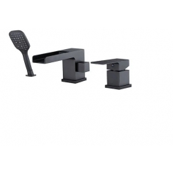 Смеситель на борт ванны VIEIR V393532C однорычажный, средний излив, выдвижная лейка, черный