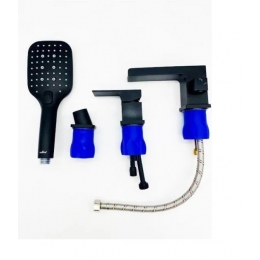 Смеситель на борт ванны VIEIR V393532C однорычажный, средний излив, выдвижная лейка, черный