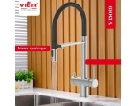Смеситель для кухни VIEIR V15019 с выходом для фильтра, гибкий излив, душ/струя, чёрный сатин