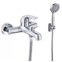 Смеситель для ванны VIEIR V033531, однорычажный, короткий излив, ручной душ