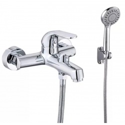 Смеситель для ванны VIEIR V033531, однорычажный, короткий излив, ручной душ