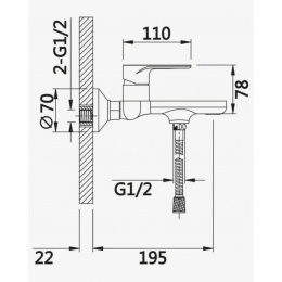Смеситель для ванны VIEIR V043531, однорычажный, короткий излив, ручной душ