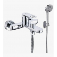 Смеситель для ванны VIEIR V043531, однорычажный, короткий излив, ручной душ