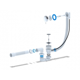 Сифон EM601 для ванны Ани 1 1/2*40 полуавтомат 520 мм  (ручка металл)