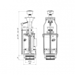 Сливная колонка 2-ух метал. кн. WC7050М АНИ пласт