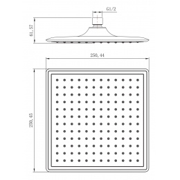 Верхний душ LEMARK LM8036C, 1 режим, 250х250 мм