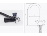 Смеситель для кухни Sanday SD450605-07, двухвентильный, поворотный излив, черный