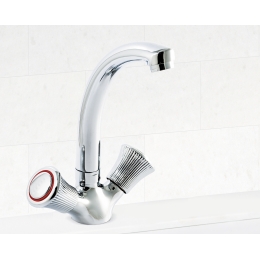 Смеситель для кухни Santrek Aqua 410 Classic Lux SL535 двухвентильный, поворотный излив, хром