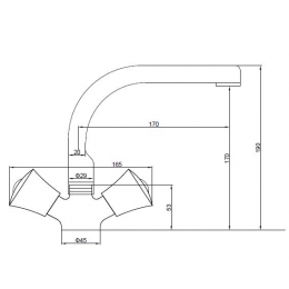 Смеситель для кухни Santrek Aqua 410 Classic Lux SL537, двухвентильный, поворотный излив, хром
