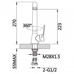 Смеситель для кухни VIEIR V023521, однорычажный, высокий С-излив