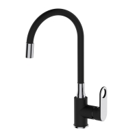 Смеситель для кухни VIEIR V043521C, однорычажный, гибкий излив, черный хром