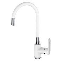 Смеситель для кухни VIEIR V043521F, однорычажный, гибкий излив, белый хром