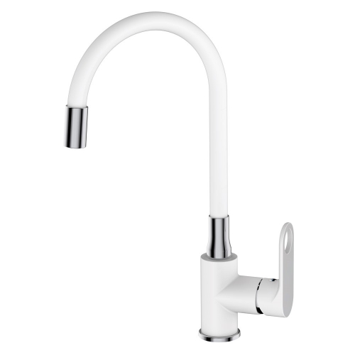 Смеситель для кухни VIEIR V043521F, однорычажный, гибкий излив, белый хром купить в интернет магазине Санрай73